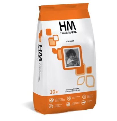 Наша марка сухой корм для котят с цыпленком и рисом 15 кг.